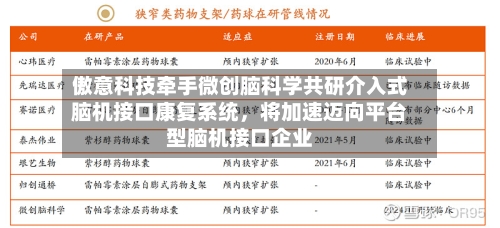 傲意科技牵手微创脑科学共研介入式脑机接口康复系统	，将加速迈向平台型脑机接口企业-第2张图片